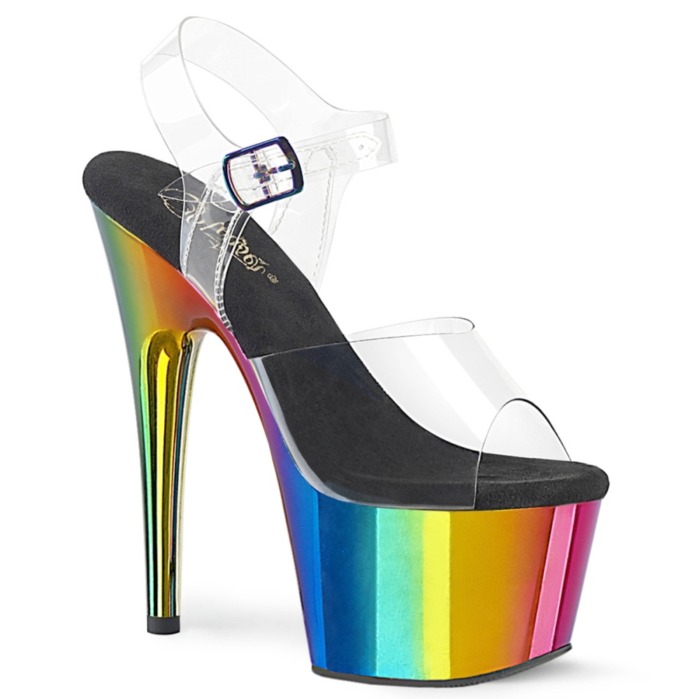 Pleaser - ADORE-708RC Sandaal met enkelband, Paaldans schoenen - Paaldans schoenen - Multicolours/Transparant